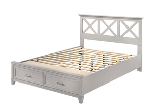 English Elm King Solid Wood Storage Bed with X Headboard, Poplar & Rubberwood Frame, Transitional Design Elegance Gray 84 L x 19.75 W x 17 H B2699S00030