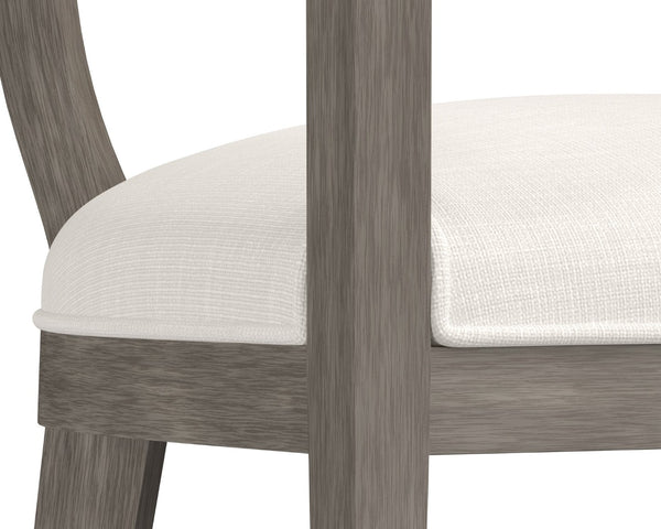Sunpan BRYLEA Dining Armchair - Mid-Century Modern, Ash Grey Frame & Linoso Ivory Upholstery Comfort 110520