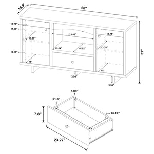 English Elm Yesler Two-tone Media Credenza with Open Shelf and Concealed Cabinet Storage B062P441083