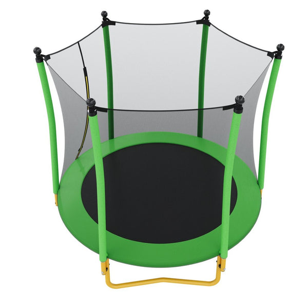 English Elm [without Basketball Hoop] 5.5 Ft Kids Trampoline with Safety Net and Foam Padded Poles Green N739P443065F