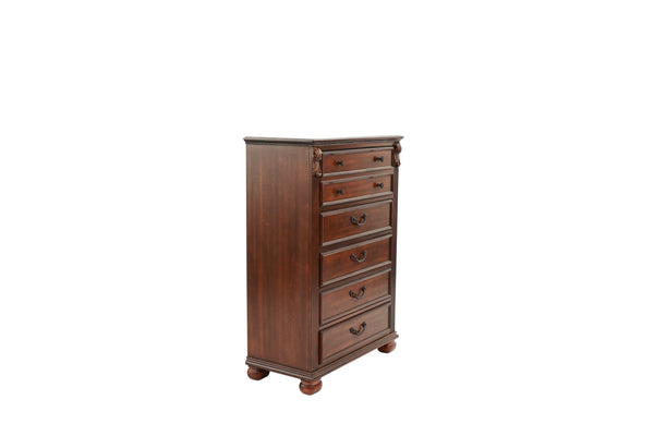 English Elm Dark Solid Wood 5-Drawer Chest with Lion Claw Carvings, Fluted Accents, 36x18x51in Storage Appeal B011P238669