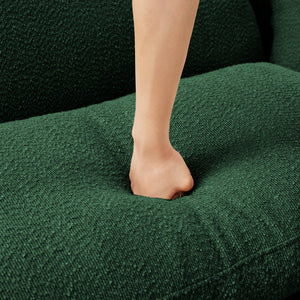 English Elm Boucle 3-Seater Plush Sofa With Elegant Shell Armrests And Wrapped Cylindrical Legs In Green W3041S00308