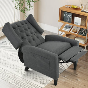 English Elm Manual WingBack Recliner Chair with Foldable Side Table, USB Charging, Solid Wood Frame Comfort Dark Gray W680P236045