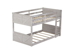 English Elm Twin Over Rubberwood Bunk Bed Convertible with Storage Drawers and Safety Rails Antique White W504S00285