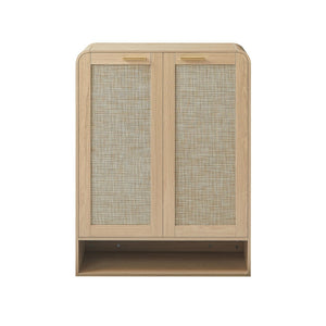 English Elm Rattan Door Shoe Cabinet Six Tier Adjustable Shelving Entryway Storage Organizer Oak W1820P399462