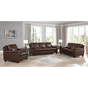 English Elm Magnum Brown Leather Ottoman with Top-Grain Leather, Pocket Coil Comfort, Kiln-Dried Wood Frame B2705P338117