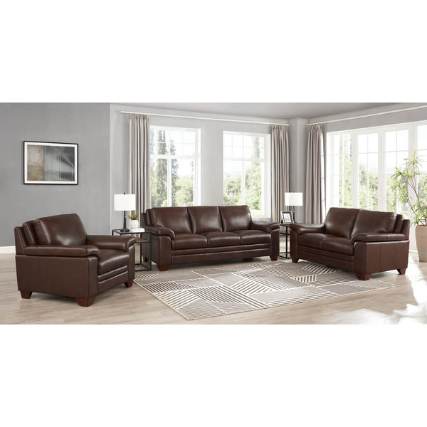 English Elm Magnum Brown Leather Ottoman with Top-Grain Leather, Pocket Coil Comfort, Kiln-Dried Wood Frame B2705P338117