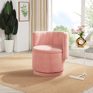 English Elm 360 Swivel Bouclé Sofa Chair with Hidden Storage Compartment, Ergonomic Plush Cushioning for Cozy Living Spaces Pink 28.75 L x 28 W x 20.5 H W1716P196479
