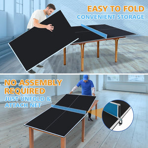 English Elm 8ft Foldable Mdf Ping Pong Conversion Top for Solo Practice and Indoor Play Black W1408P262536