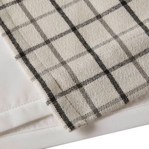 JLA Home Madison Park - Plaid Thermal Fleece Lined Curtain Panel — Heavyweight Plaid Insulating Drapery for Cozy, Filtered Light Black MP40-8734