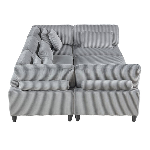 English Elm 6Pc Modular Sectional Set - Versatile Gray Corduroy Living Room Furniture For Custom Comfort & Style B011S01563