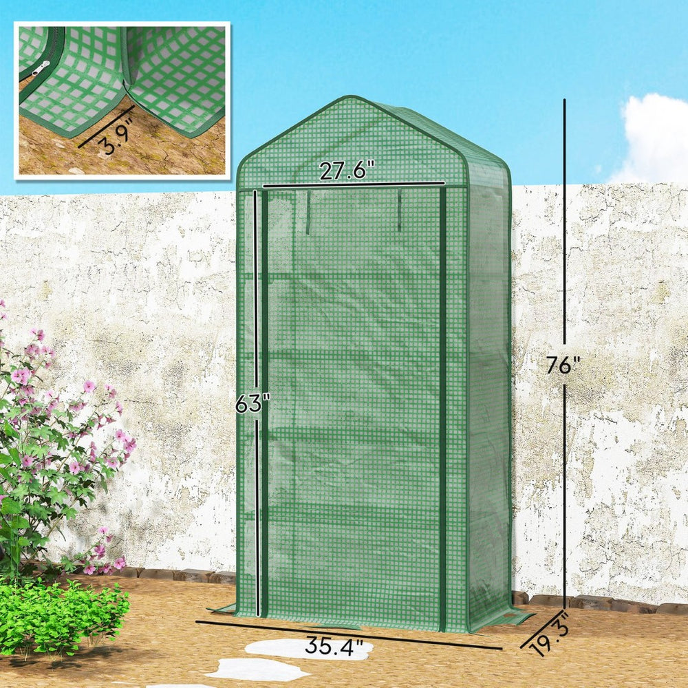 English Elm Small Portable Walk-in Greenhouse Five Shelf Uv Resistant Polyethylene Patio Cover Green T3971P433644