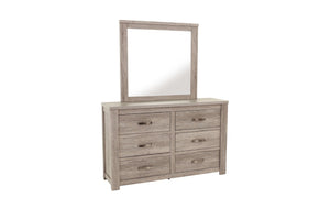 English Elm Rustic Six Drawer Dresser Weathered Gray Finish with Metal Handles for Farmhouse Bedroom B011P447492