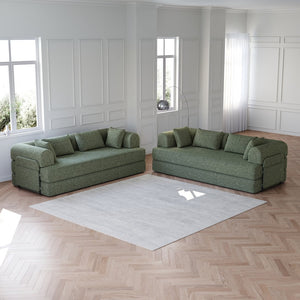 English Elm 78.7-Inch Convertible Sleeper Sofa Bed - Cozy Chenille Couch With Side Pocket & Pillows For Versatility W834S00528