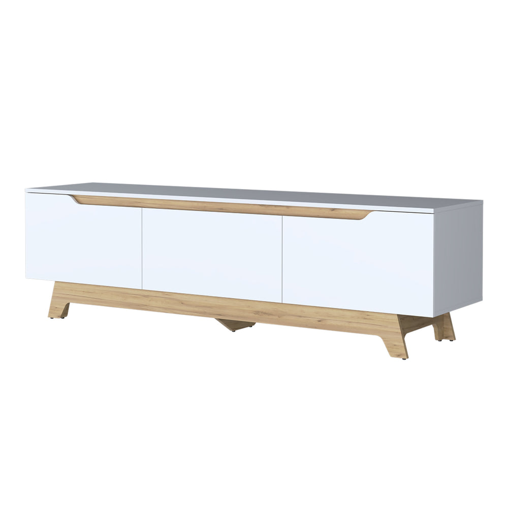 English Elm FM Irmo Wall-Mounted Entertainment Center with Shelves — Space-Saving Modern TV Panel and Display Shelf for Organized Living Room Decor White 76 L x 23 W x 5 H B128P283291