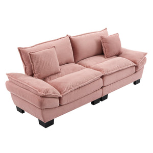 English Elm Corduroy Modern Sofa Sleeper Loveseat with Double-Layer Cushions, Two Pillows, Sturdy Frame 84" Pink W676P227339