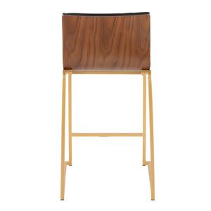 English Elm Mason Mara Set Of 2 Elegant Counter Stools In Gold Metal, Walnut Wood & Black Faux Leather Finish B202P222075