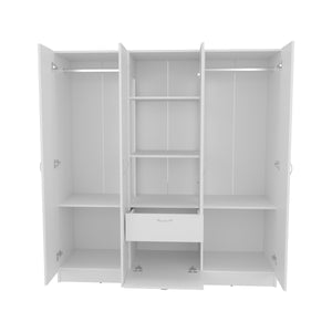 English Elm Kibo Six-Door Armoire with Drawer and Double Rods, 7 Shelves, Scratch-Resistant Melamine Finish White 72.44 L x 23.23 W x 4.33 H B097S00232