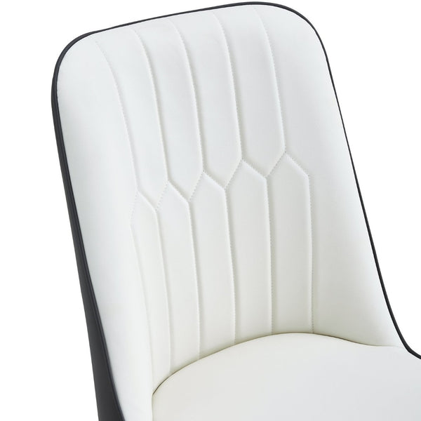 English Elm Table Luxurious Glass Dining Set With Golden C-Shaped Legs & 6 Ergonomic Pu Chairs For Modern Homes W1151S03246-GIGA