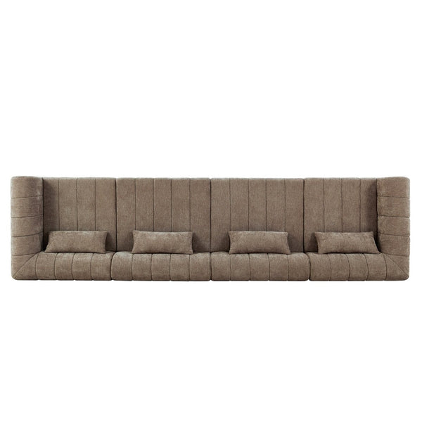 English Elm 145.5 Inch 4 Piece Modular Sectional Sofa Polyester Low Profile Living Room Couch Espresso N767P346281E