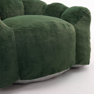 English Elm Lotus Floor Bean Bag Sofa Memory Foam Filled with Pull Ring for Living Room Bedroom Green W2311P434596