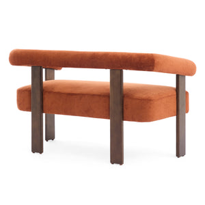 English Elm Christopher Knight Home® - Round boucle armrest loveseat with curved ergonomic design, compact cozy two-seater for small spaces and lofts Brown,Dark Orange N771P370615C