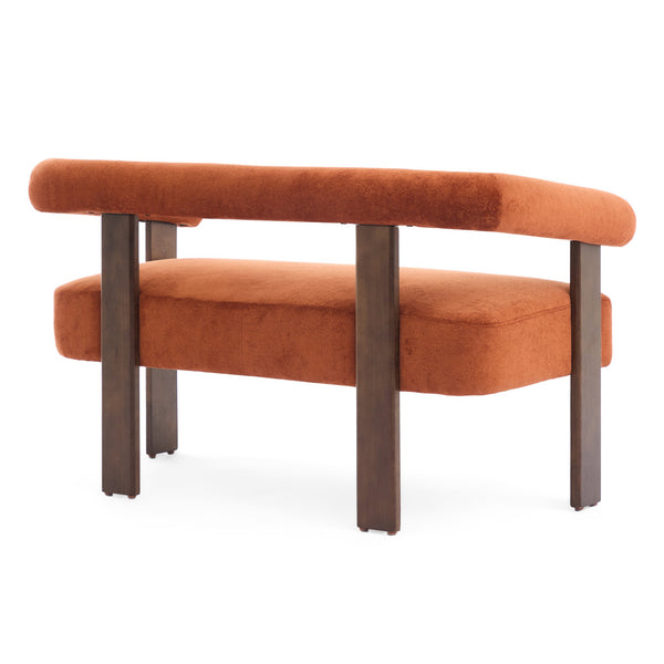 English Elm Christopher Knight Home® - Round boucle armrest loveseat with curved ergonomic design, compact cozy two-seater for small spaces and lofts Brown,Dark Orange N771P370615C