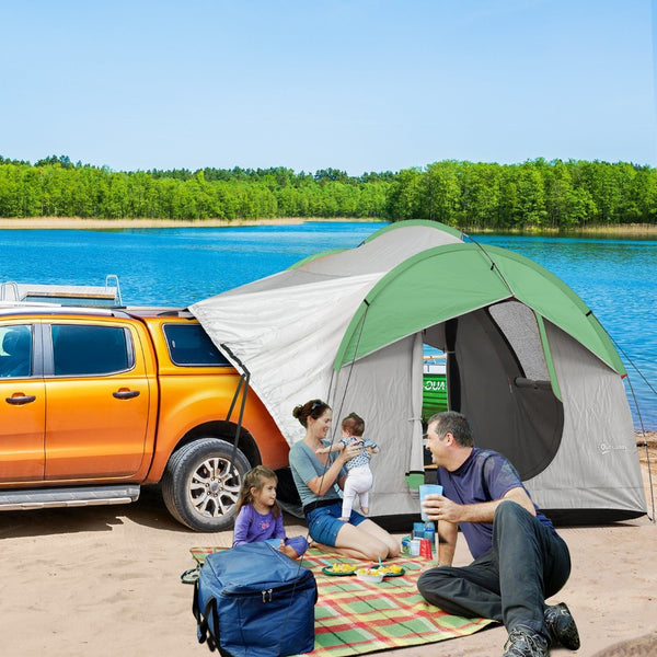 English Elm Outsunny Waterproof Suv Camping Tent for 5 to 6 Person Tailgate Outdoor Adventure Grey W2225P200549