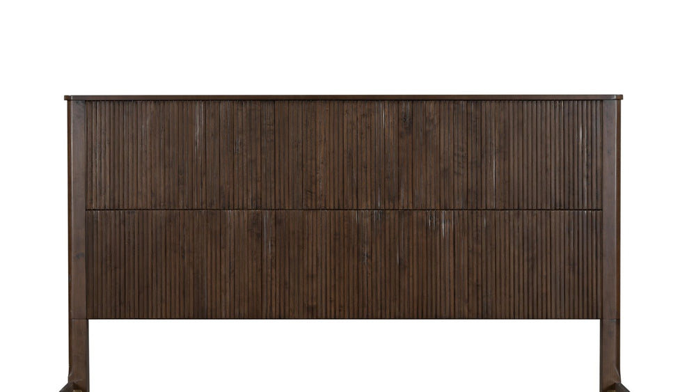 English Elm King Solid Wood Platform Bed Walnut Grain Headboard Slat Base Mid-century Bedroom W1716P269025