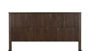 English Elm King Solid Wood Platform Bed Walnut Grain Headboard Slat Base Mid-century Bedroom W1716P269025