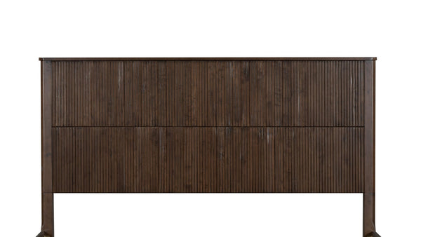 English Elm King Solid Wood Platform Bed Walnut Grain Headboard Slat Base Mid-century Bedroom W1716P269025
