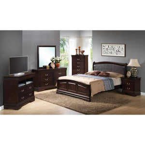 English Elm Elegant Full Bed Frame with Traditional Warm Finish, Sturdy Particleboard Construction and Supportive Design Cappuccino 77 L x 6 W x 3 H B078S00322