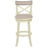 Jayser Beige Stool with Flared Legs, Nailhead Trim, Padded Seat - 18.00 x 19.00 x 43.00