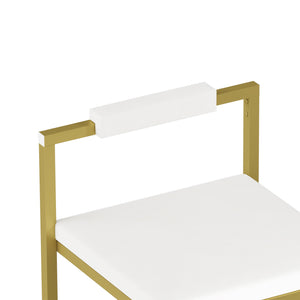 English Elm Upholstered Velvet Bar Stools Set of 2 — Modern Gold Frame, Creamy White Cushions, Cozy Counter Seating W1757P310418