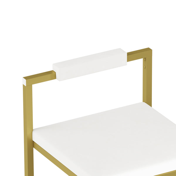 English Elm Upholstered Velvet Bar Stools Set of 2 — Modern Gold Frame, Creamy White Cushions, Cozy Counter Seating W1757P310418