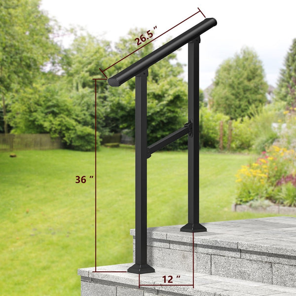 English Elm Hand Rails Wrought Iron Outdoor Step Safety Set Powder Coated Adjustable 2 Pack T3210P298171