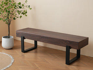 English Elm 59" Farmhouse Dining Bench with Metal Legs, 59x15.75" Sturdy Entryway Seat 250lb Capacity, Easy Assembly N752P293752P