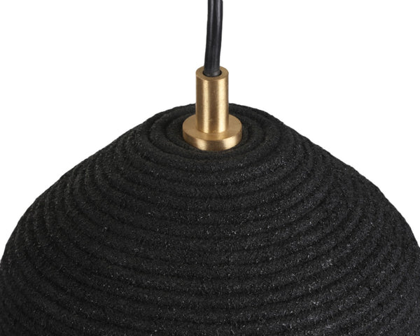 Sunpan LUCIAN Pendant Light - Handcrafted Black Woven Shade with Gold Interior for Rustic Ambiance 105807