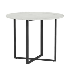 English Elm Sn-rt100-4-wd Round Oak Grain Dining Table with Black Metal Legs for Small Spaces White W3875P372898