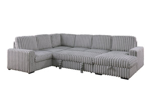 English Elm 102 Inch Linen Modular Sectional Sofa with Hidden Storage and Cloud Cushion Comfort Light Gray W1099S00179