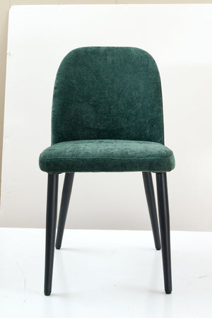 English Elm Dark Forest Green Chenille Armless Dining Chairs Set of 2 with Sleek Metal Legs T3967P423825