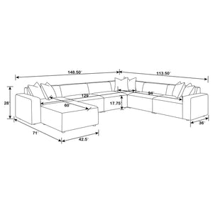 English Elm Marlowe Pearl 7-Piece Modular Sectional Sofa - Versatile, Modern Comfort In Easy-Care Fabric Style B062S01207
