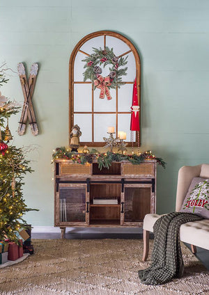 English Elm 2pcs Festive Gnome Figurines with Fluffy Beards and Striped Legs for Tabletop, Mantel, Holiday Charm Beige+White W2078P242128