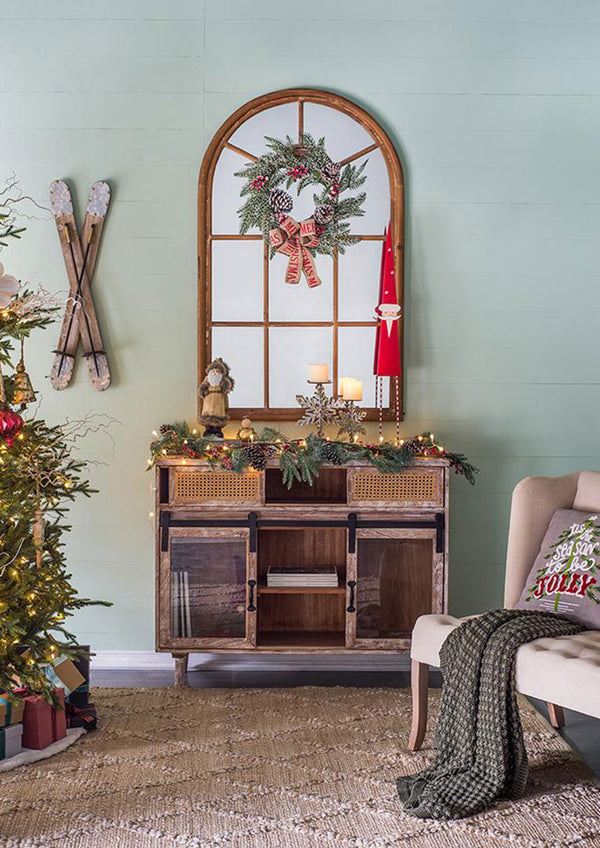 English Elm 2pcs Festive Gnome Figurines with Fluffy Beards and Striped Legs for Tabletop, Mantel, Holiday Charm Beige+White W2078P242128