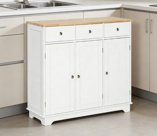 English Elm Adjustable Freestanding Kitchen Hutch with Glass Doors Microwave Station and Drawers T3971P429261
