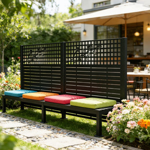 English Elm W48'' Galvanized Steel Outdoor Privacy Panels Powder Coated Slat Fence for Yard Enclosures W1586P455947