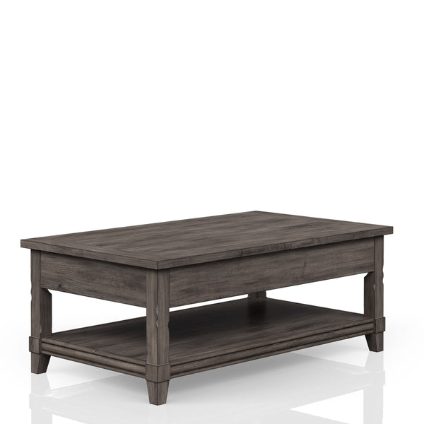 English Elm Lift Top Rustic Gray Cocktail Table with Casters, Solid Wood & MDF, Lift Storage Shelf, Sturdy Moving Table - Durable Design B2699P208928