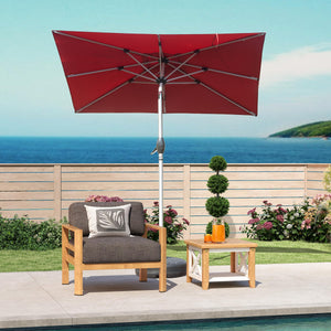 English Elm Rectangle Patio Umbrella with Crank Lift and Tilt, UV-Resistant 180G Polyester Canopy, Ventilated Shade (Base Not Included) Brick red W1859P353586
