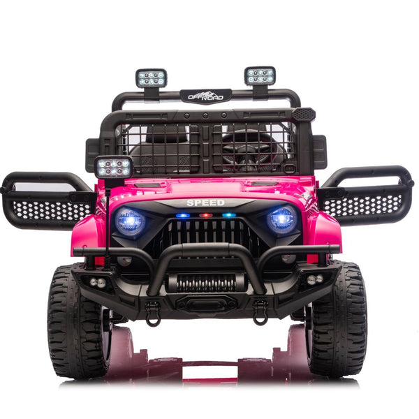 English Elm 24v Dual Motor Two Seat Kids Electric Ride on Car with Remote Control and Bluetooth Audio Pink W1578P305898