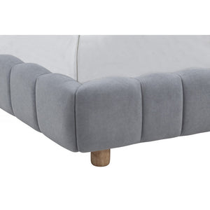 English Elm Light Velvet Upholstered Queen Platform Bed in Blue or Cream, Plush Modern Low-Profile Frame, Elegant Design B011S01853